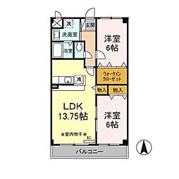 Ａｖｅｎｉｒ Ｃｉｅｌ 1階2LDKの間取り