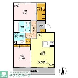 スカイハートシー 2LDKの間取図画像