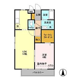 プリマベーラ 1階1LDKの間取り