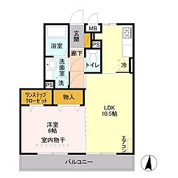 Ｄクレアーレ 3階1LDKの間取り
