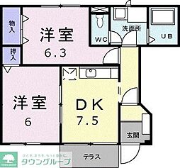 プレリュード 2DKの間取図画像