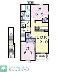 プリエールC 2LDKの間取図画像