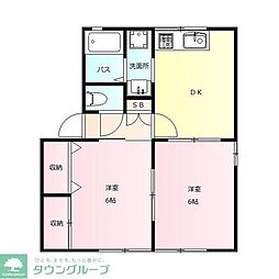 シャン・ド・フルール 2DKの間取図画像