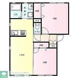 カーサ・プレーナB 2LDKの間取図画像