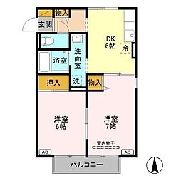 メゾン・ド・カメリア 1階2DKの間取り