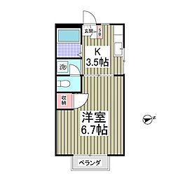 パステルハイツ 1Kの間取図画像