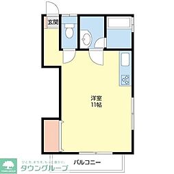 三豊ハイツ 2階ワンルームの間取り