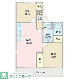 スカイハイツＢ 1階2LDKの間取り