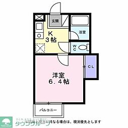 シティハイツカーネーションC 1Kの間取図画像