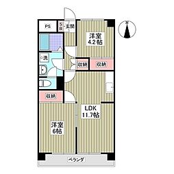 ハイツ荒川 2DKの間取図画像