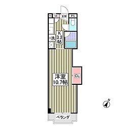 エルプレシア前橋 1Kの間取図画像