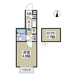 リトルバード 1Kの間取図画像