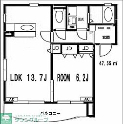 アールモニA 1LDKの間取図画像