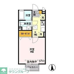 セサミコート 1Kの間取図画像