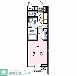 アンバー　レジデンス 2階1Kの間取り