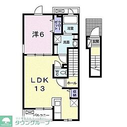 フラン　エスポワール 2階1LDKの間取り