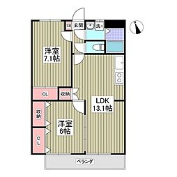 エンブレム 2DKの間取図画像