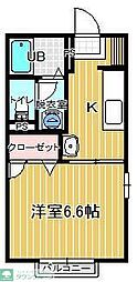 シャルム2 1Kの間取図画像