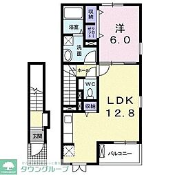 アパートメントこころ 2階1LDKの間取り