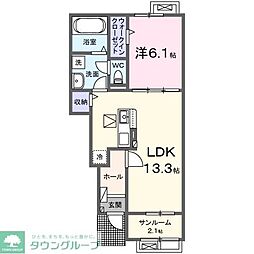 ウィステリア 1階1LDKの間取り