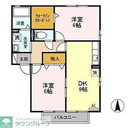 グランデ・カノン 2階2DKの間取り