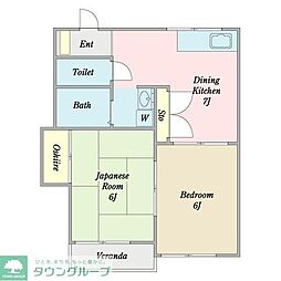 ハイツJP 2DKの間取図画像