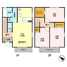 ヴィラ ジェミニ 2階3LDKの間取り