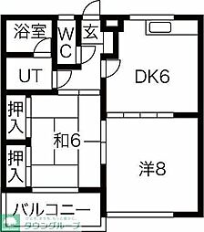 ハイツハツミA 2DKの間取図画像