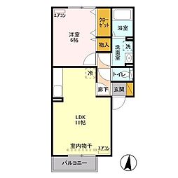 ヴィラオーネスト　Ｂ 2階1LDKの間取り
