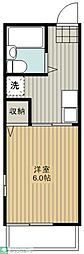 ジュネス2 1Kの間取図画像