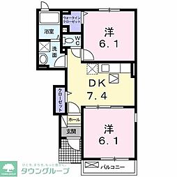 ダンデライオンＡ 1階2DKの間取り