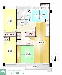 T-oneMIYAHARAWestB 3SLDKの間取図画像