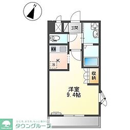 グラン・シャリオ南雲 1Kの間取図画像