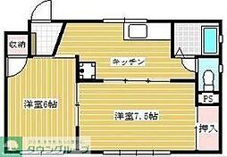 コーポラススズキ 2Kの間取図画像