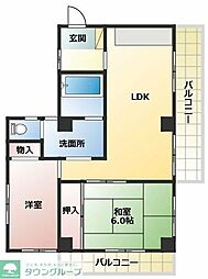 ベルクレスト 2LDKの間取図画像