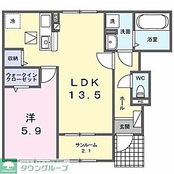 パラッツオ　Ｃ 1階1LDKの間取り