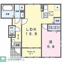 パラッツオ　Ｃ 1階1LDKの間取り