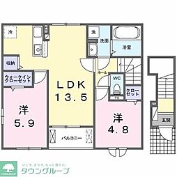 パラッツオ　Ｃ 2階2LDKの間取り