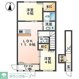 シャネーロ・サクラ 2LDKの間取図画像