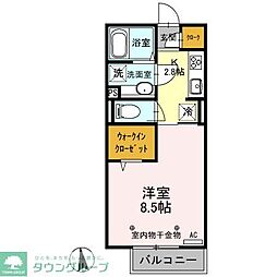 サンフィオーレ 2階1Kの間取り