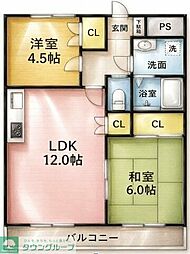 リアライズ前橋中央 2LDKの間取図画像