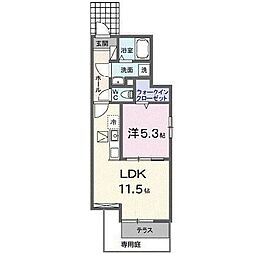 高崎市倉賀野町アパート 1LDKの間取図画像