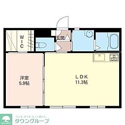 ポナールD 1LDKの間取図画像