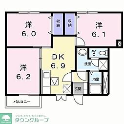 シャンミリエA 3DKの間取図画像