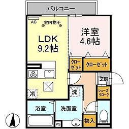 D-ROOM紅雲町A 1階1LDKの間取り
