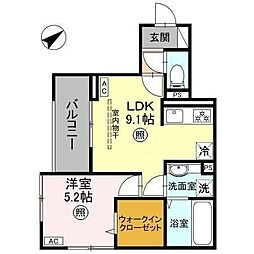 La Maison 本町 3階1LDKの間取り