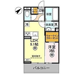 La Maison 本町 3階1LDKの間取り