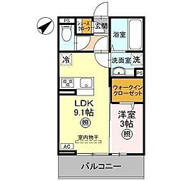 La Maison 本町 3階1LDKの間取り