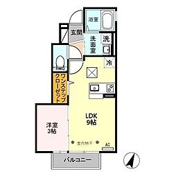 セプトガーデン大渡町 1階1LDKの間取り