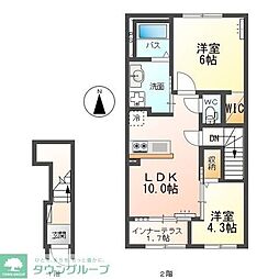 ピパトール 2階2LDKの間取り